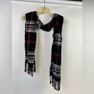 Classic Black Plaid Fringe Scarf - Women Accessories